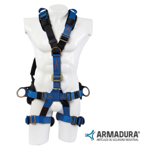 ARNÉS PARA RESCATE CON 5 ARGOLLAS Y FAJA LUMBAR A-0344R ARMADURA