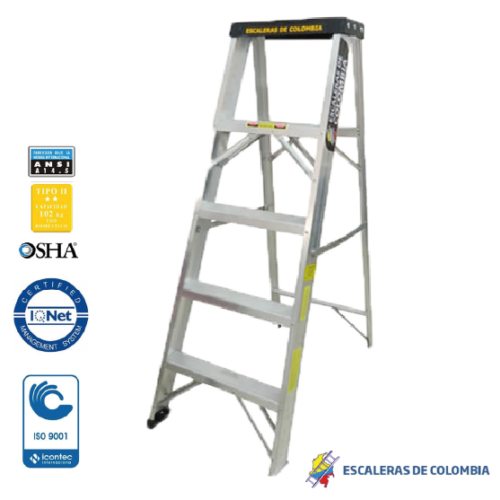 ESCALERA CERTIFICADA EN ALUMINIO TIPO TIJERA COMERCIAL