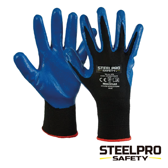 GUANTE MULTIFLEX NYLON NITRILO FOAM BLUE STEELPRO