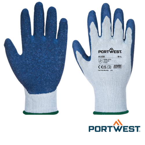 GUANTE POLIÉSTER LATEX GRIS/AZUL A100 PORTWEST
