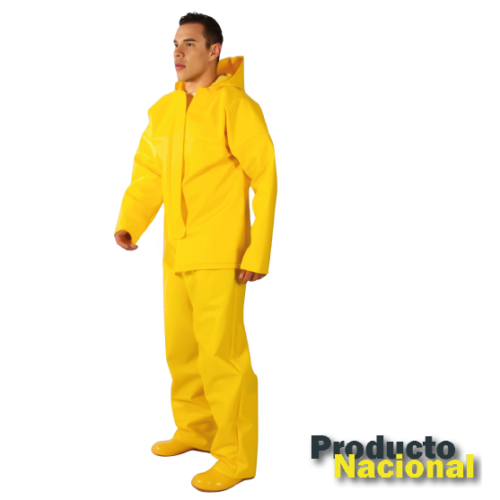 IMPERMEABLE PANTALON CHAQUETA PVC CALIBRE 16 AMARILLO CON BROCHES
