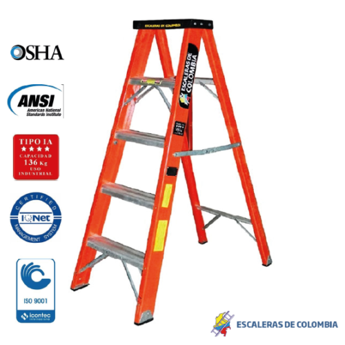 ESCALERA CERTIFICADA EN FIBRA DE VIDRIO TIPO TIJERA