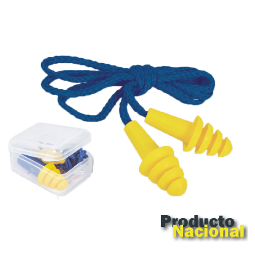 PROTECTOR AUDITIVO SILICONA AMARILLO CORDON AZUL