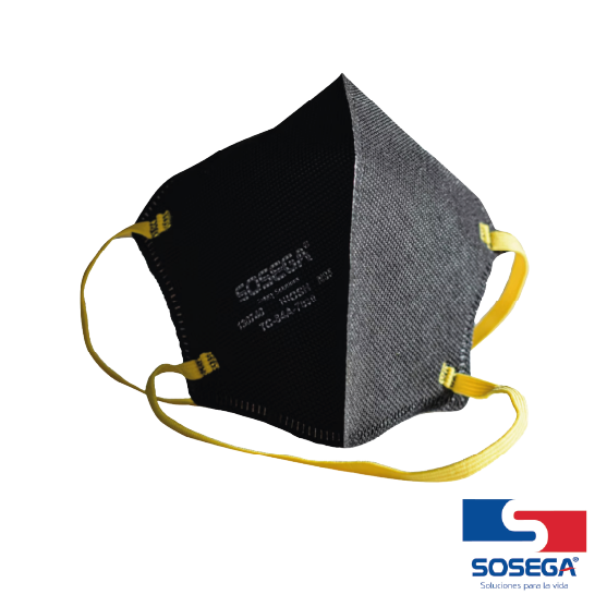 MASCARILLA PLEGABLE NEGRA SIN VÁLVULA SOSEGA NIOSH N95 REF 130740