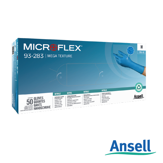 GUANTE NITRILO AZUL MICROFLEX MEGA TEXTURE 8 MILÉSIMAS 93-283 ANSELL